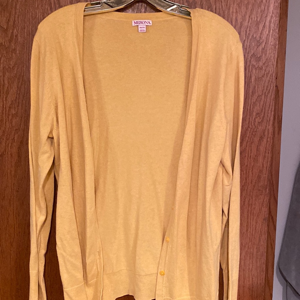 Mustard color button up cardigan